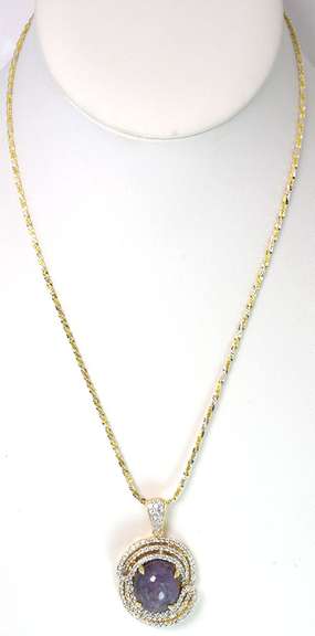 Enamoring Huge 20.00CTS Cabochon Star Ruby & White Sapphire Necklace in 2-Tone Sterling Silver