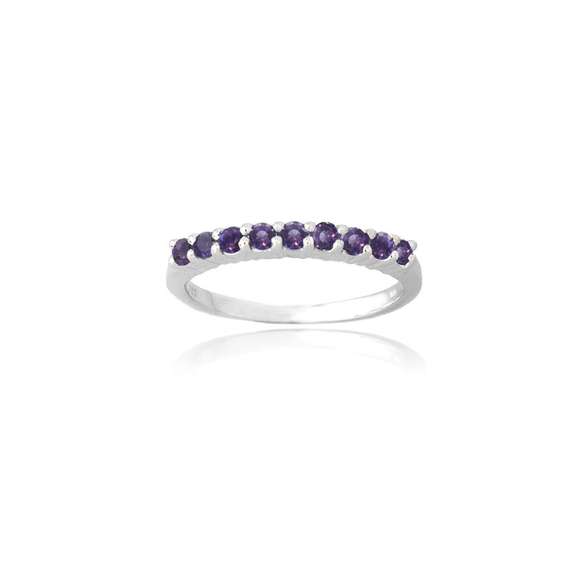 Sterling Silver Amethyst Semi-Eternity Band Ring