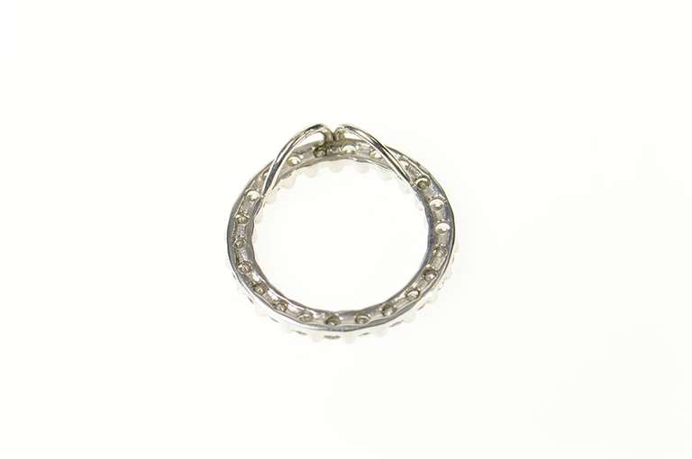 14K White Gold Round Cubic Zirconia Circle Classic Journey Pendant