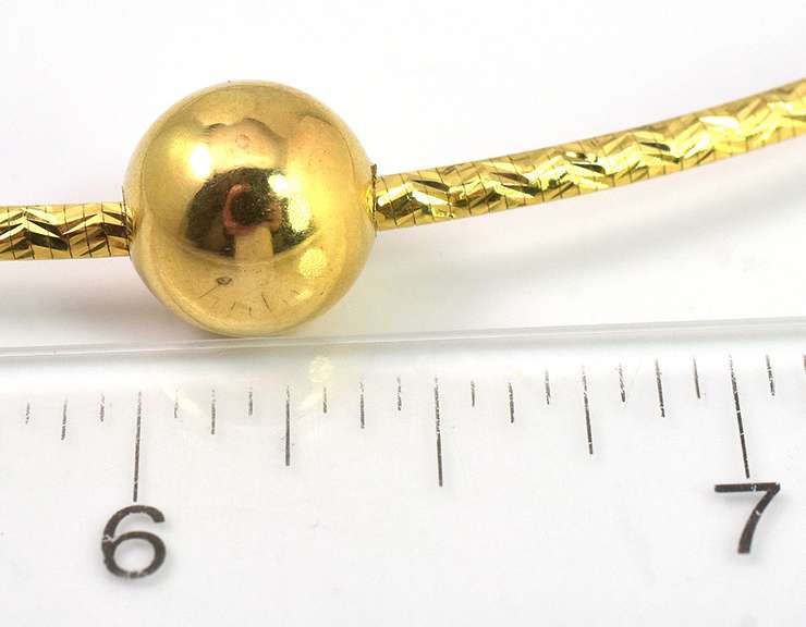 Textured Omega Bead Necklace in 14KT Yellow Gold
