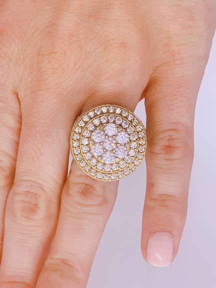 Unisex 10kt Solid Yellow Gold Cocktail Ring