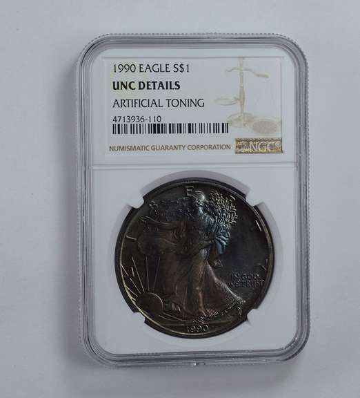 UNC Details 1990 American Silver Eagle - TONED! - Graded NGC