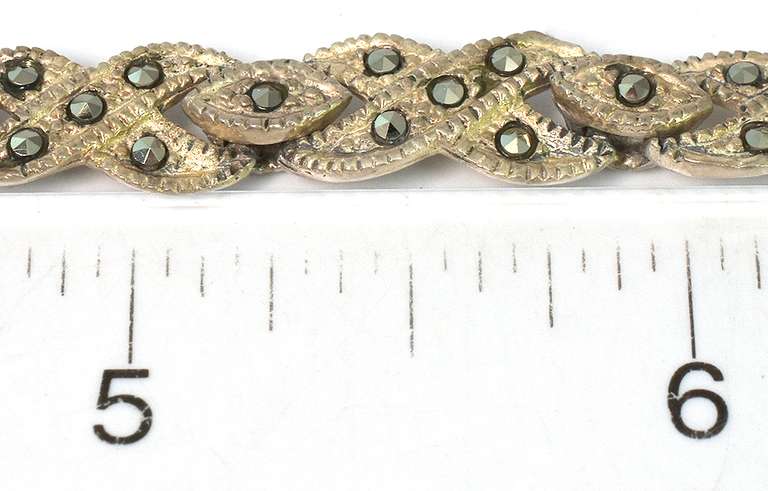 Edgy Marcasite-Studded Bracelet in Sterling Silver