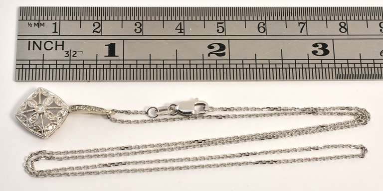 Classy Filigree Pendant Necklace in 14K WG