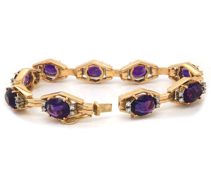 Gorgeous 18kt YG Amethyst and Diamond Bracelet