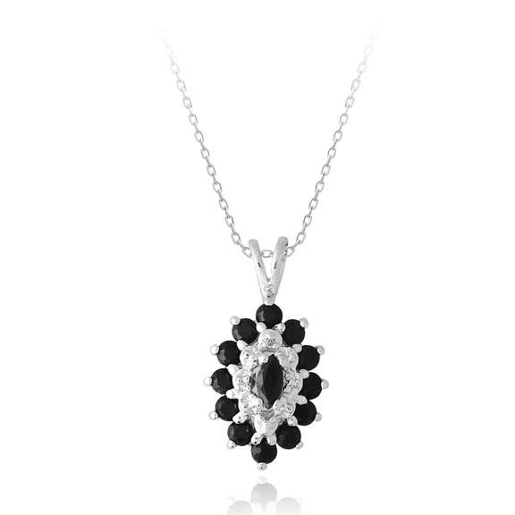 Sterling Silver 1.35ct Sapphire & Diamond Accent Marquise Necklace