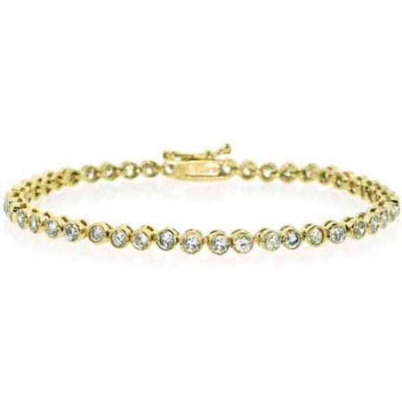 18K Gold over Sterling Silver Bezel Set CZ Tennis Bracelet