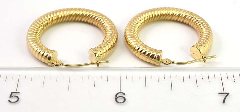 Textured 14KT Yellow Gold Hoop Earrings
