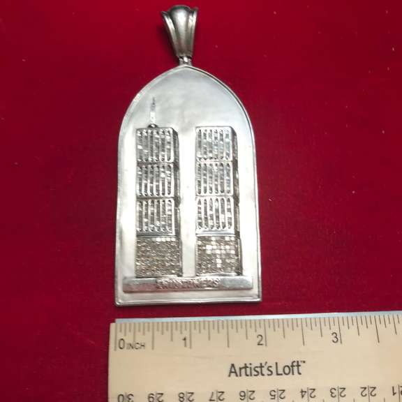 14k white gold diamond pendant- very large and heavy