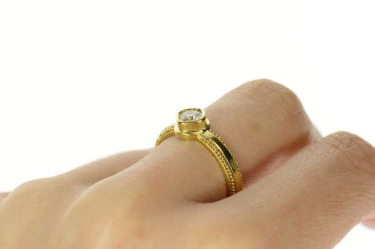 14K Yellow Gold 0.44 Ct Diamond Solitaire Ornate Engagement Ring