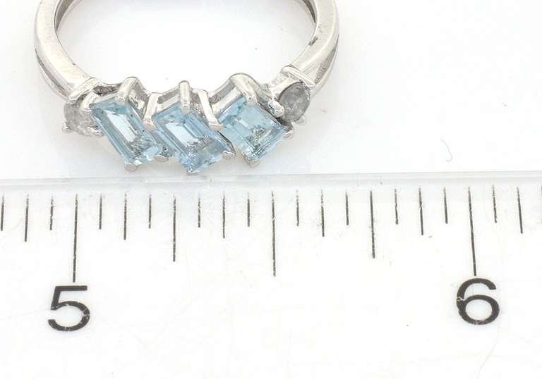 Sparkling Aquamarine & Diamond Ring in Sterling Silver