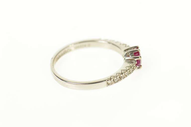 14K White Gold Oval Ruby Diamond Inset Engagement Ring
