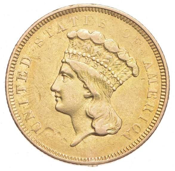 1854-O $3.00 Indian Princess Head Gold Three Dollars - Circulated