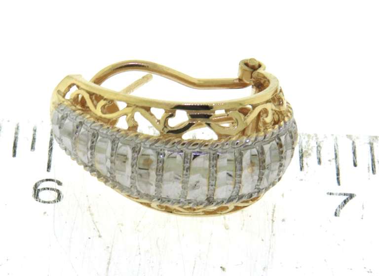 Plesing Yellow Gold Fretwork Hoop Earrings
