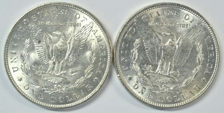 2 Choice BU 1888-P Morgan Silver Dollars. Frosty