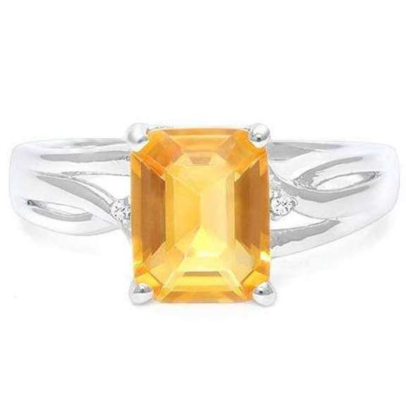 STERLING SILVER 2.04 CT DARK CITRINE & DIAMOND RING