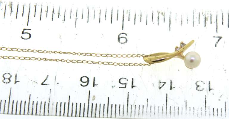 Handsome Pearl and Diamond Pendant on Chain