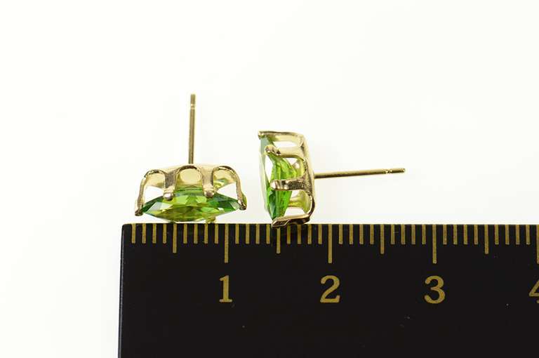 14K Yellow Gold Marquise Syn. Peridot Solitaire Stud Earrings