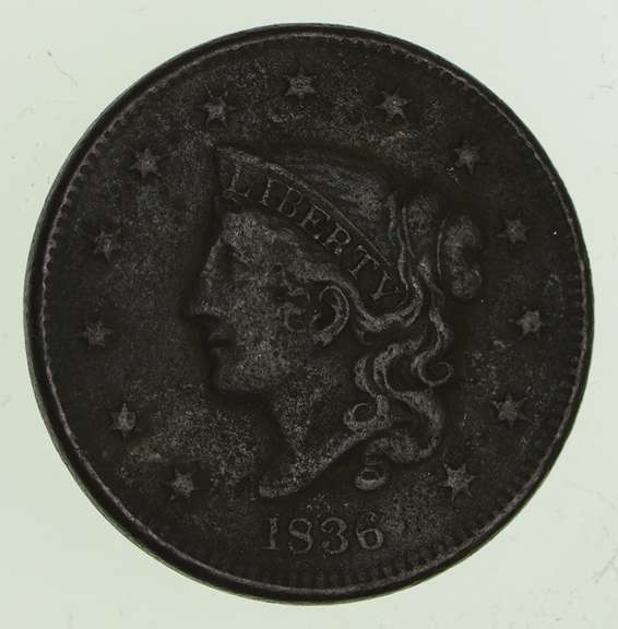 1836 Young Head Large Cent - Circulated