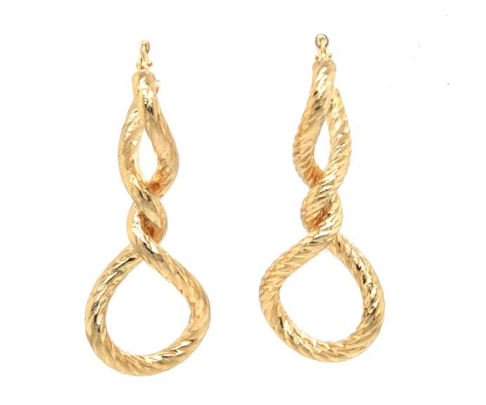 Lovely 14ktYG Textured Twisted Earrings