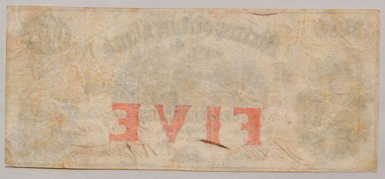 $ 5 Metropolitan Bank  Washington DC Feb 3 1854 Note