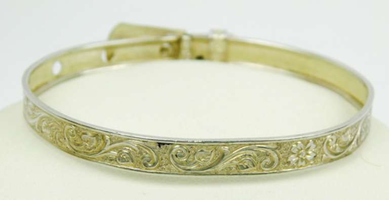 Antique Child's Sterling Silver Buckle Bangle Bracelet