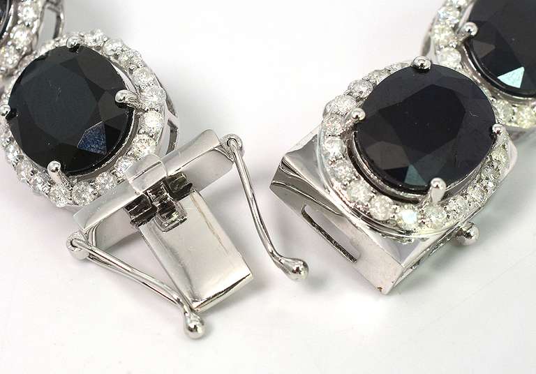 Staggering 50.16CTW Sapphire & 5.30CTW Diamond Bracelet in 14KT White Gold