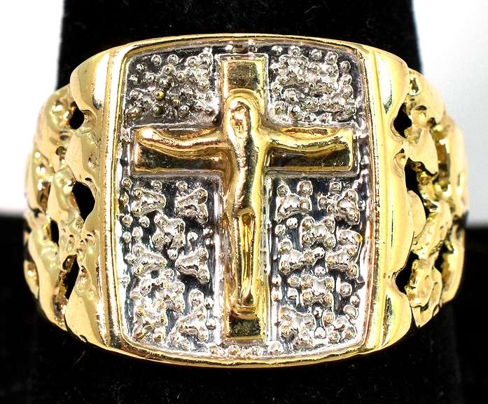 Large Jesus Ring in 2-Tone Gold