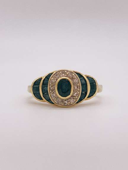 14kt Gold, Blue Sapphire & Diamond Ring