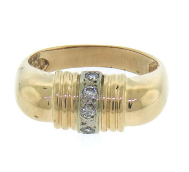 Vintage Yellow Gold Diamond Dome Ring
