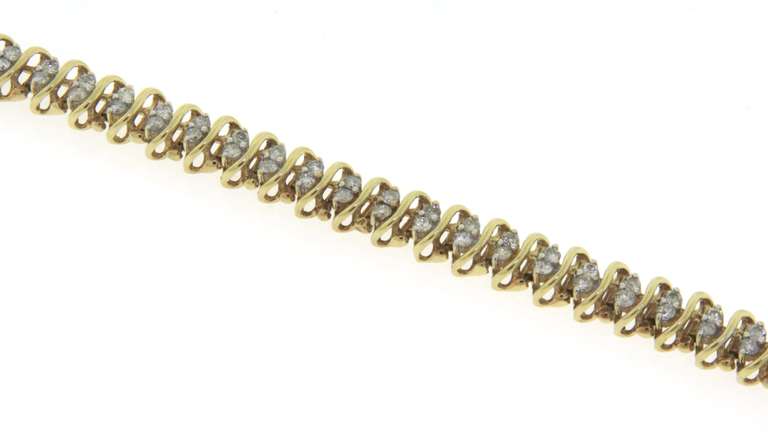 Popular Yellow Gold Diamond S Link Bracelet