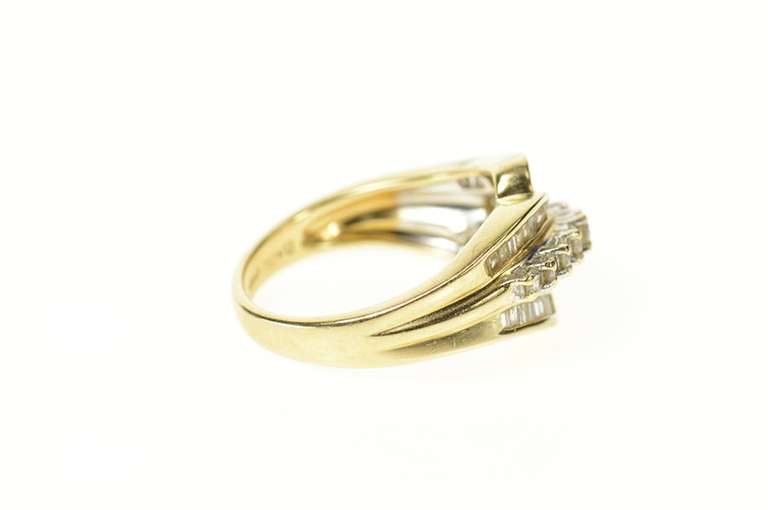 14K Yellow Gold 1.00 Ctw Wavy Diamond Tiered Statement Ring
