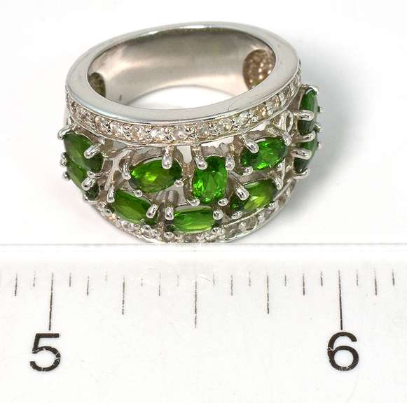 Vibrant Emerald & Topaz Ring in Sterling Silver