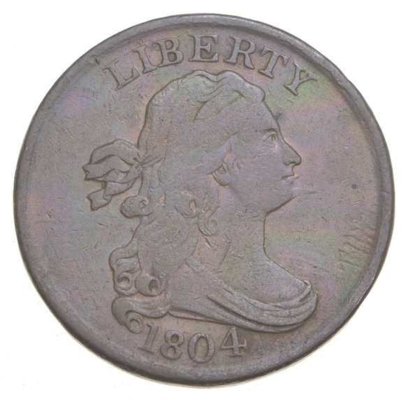1804 Draped Bust Half Cent - Spiked Chin
