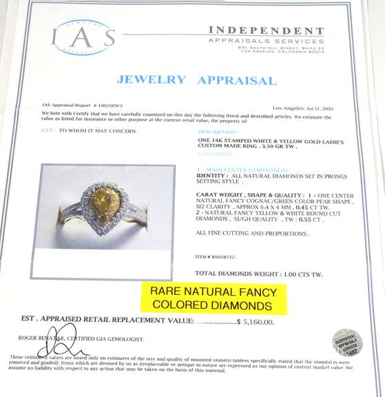 Amazing 1.00CTW Fancy Colored Diamond Ring in 14KT White Gold