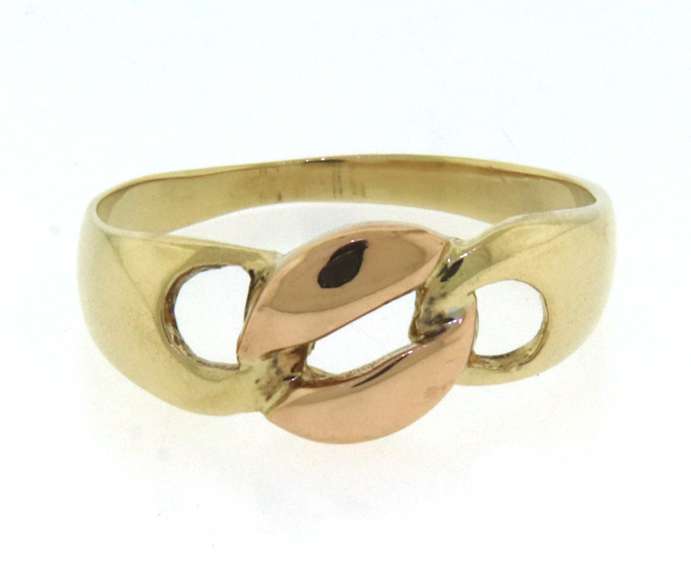 Chic 14kt Tricolor Openwork Link Ring