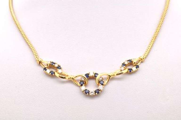 Vintage 2ctw Sapphire & Diamond Necklace, 14k