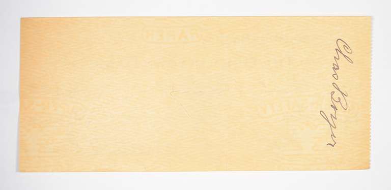 Walter Johnson Washington Senators Signed/Autographed Bank Check 1941