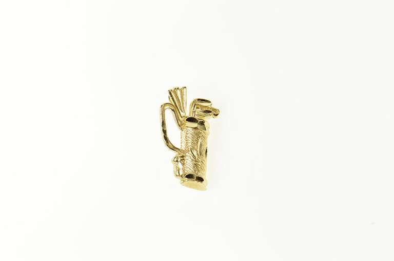 14K Yellow Gold Diamond Cut Golf Club Bag Golfer Charm/Pendant