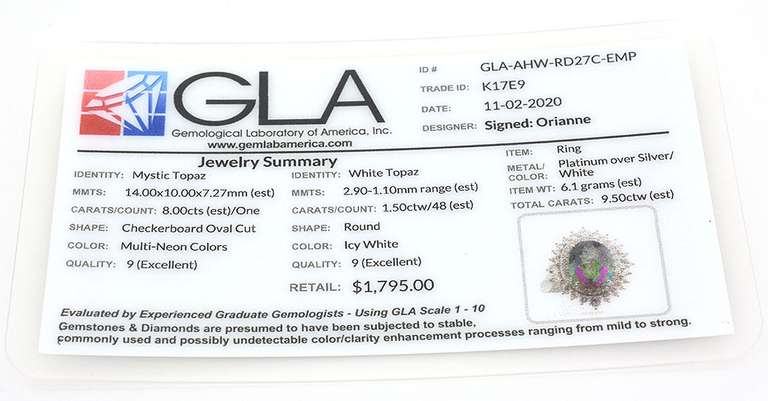 Stunning 8.00CTS Mystic Topaz & White Topaz Ring in Sterling Silver