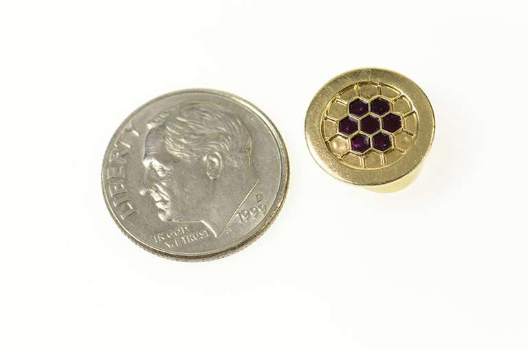 10K Yellow Gold Red Enamel Honeycomb Slide Bracelet Charm/Pendant