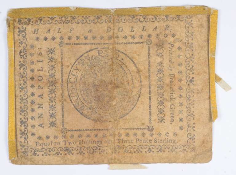 1776 Colonial Maryland - Annapolis Half Dollar Note