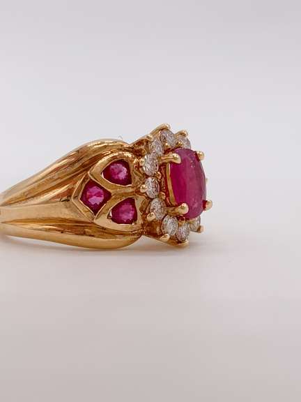 14kt Yellow Gold Ruby & Diamond Ring