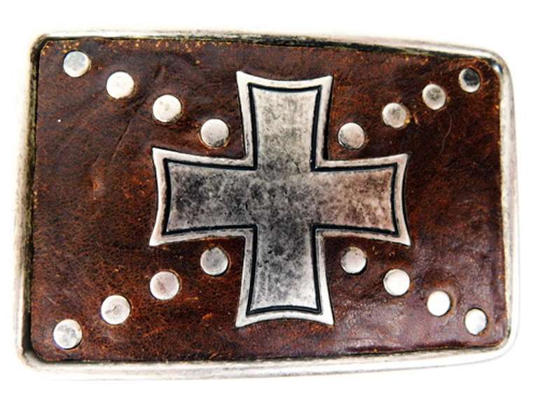 Big Leather & Steel Cross Belt Buckle