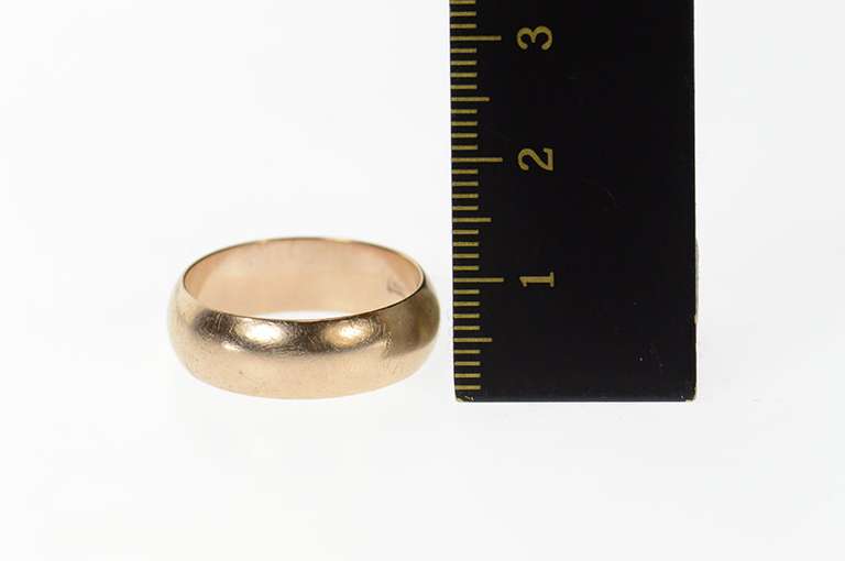 9K Yellow Gold 7.0mm Thick Rounded Soviet Wedding Band Ring