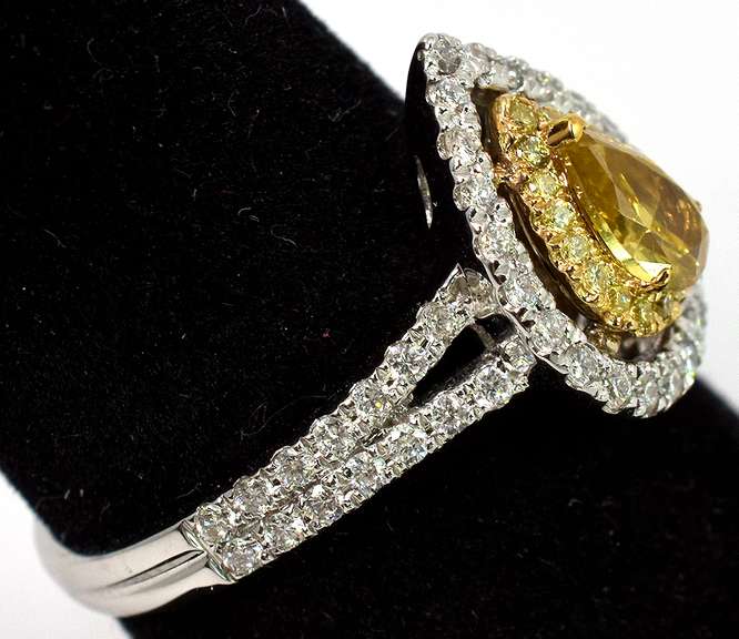 Amazing 1.00CTW Fancy Colored Diamond Ring in 14KT White Gold