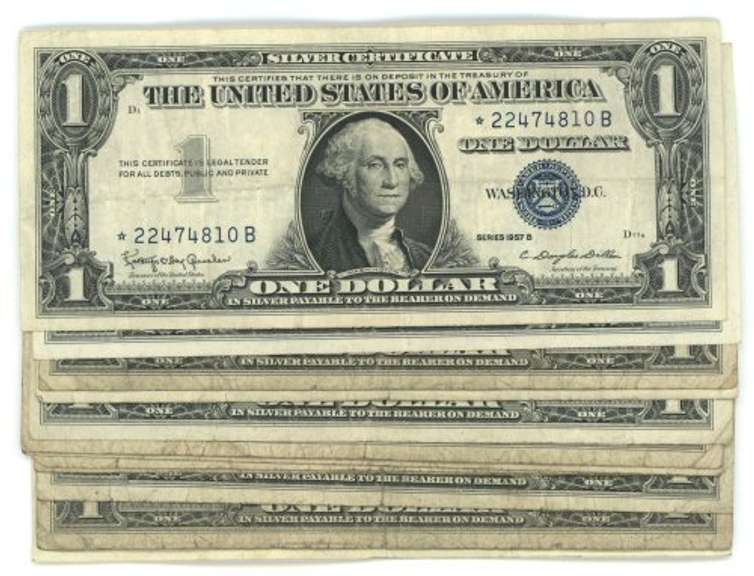 Great lot of 12 Series of 1957 $1 Silver Certificate STARS