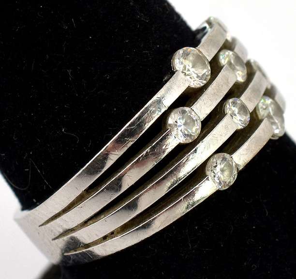 Abstract CZ Band in Sterling Silver