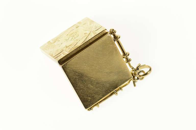 14K Yellow Gold Victorian AR Monogram Photo Locket Charm/Pendant