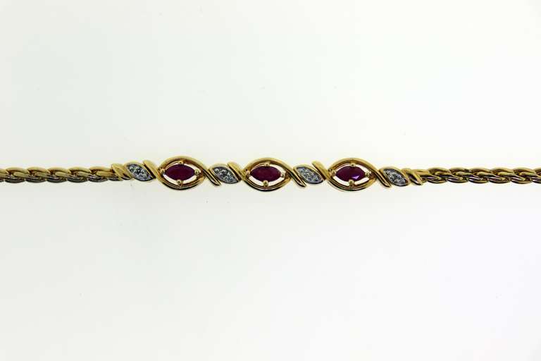 Sterling Silver Pink Sapphire and Diamond Bracelet